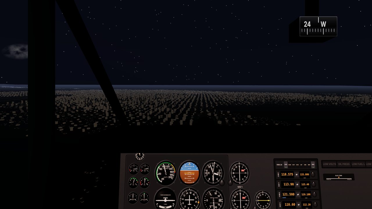 Skyline 172: night flight over city lights