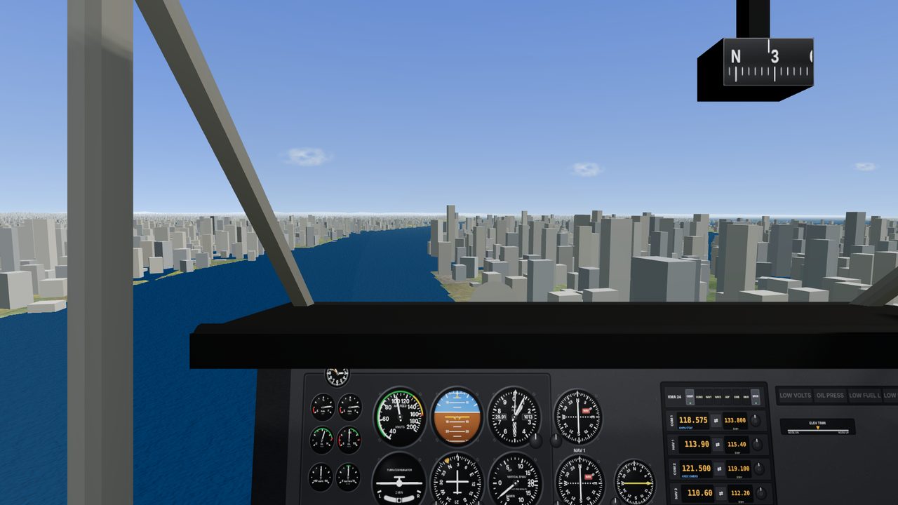 Skyline 172: cockpit view over the Hudson River and Manhattan